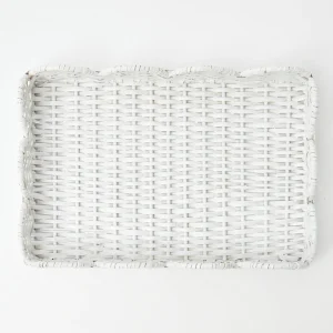 Cheap White Small Scalloped Rattan Tray Rattan Tableware