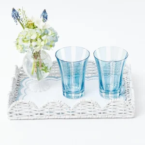 Cheap White Small Scalloped Rattan Tray Rattan Tableware