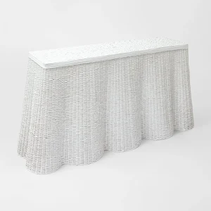 Shop White Vivienne Rattan Scalloped Console Table Rattan Furniture