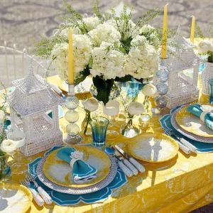 Store Yellow Capri Lettuce Dinner & Starter Plates (Set Of 8) Crockery Sets