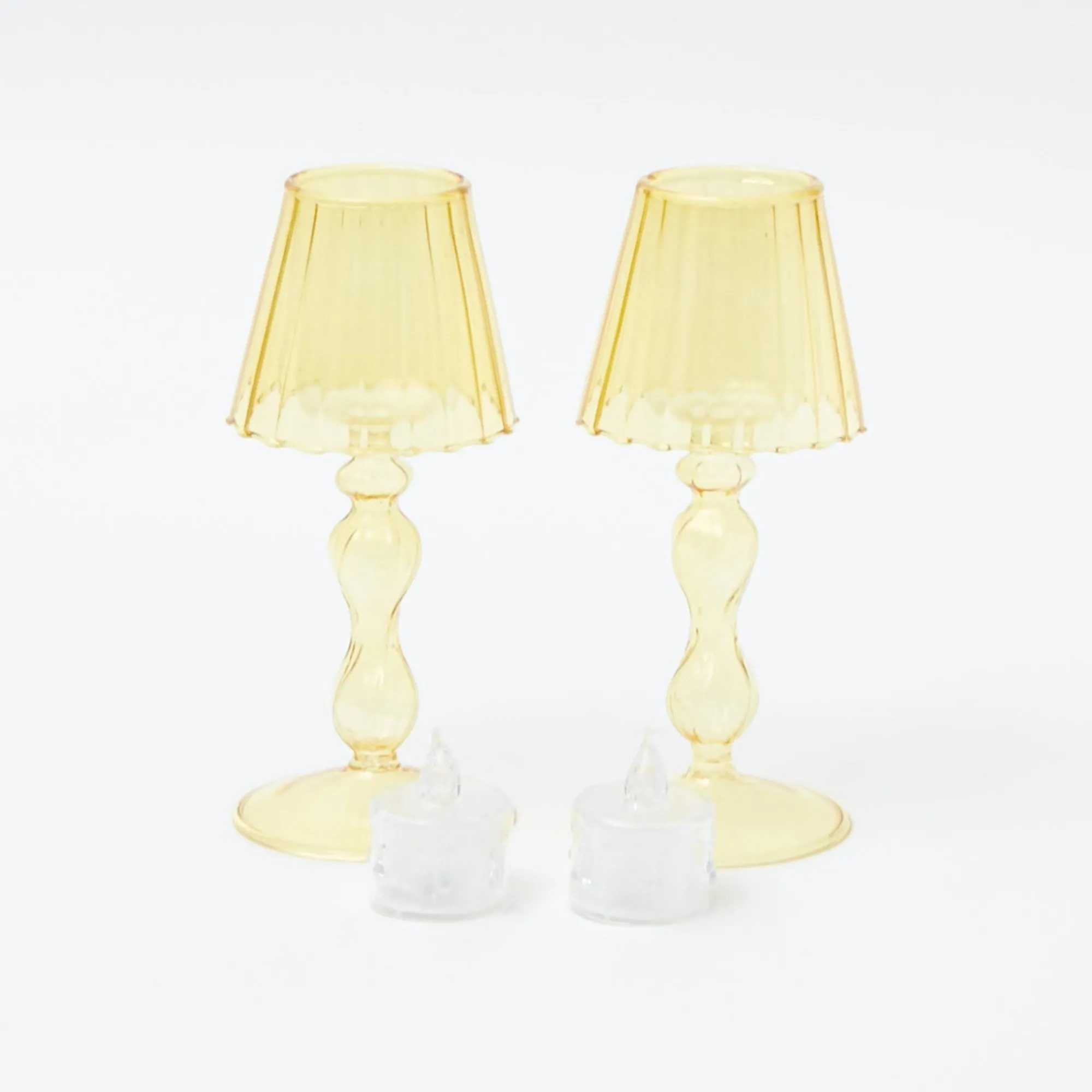 yellow_glass_lantern_tea__12.webp New Yellow Glass Lantern Tea Light Holder (Pair) - 18Cm Pagodas & Lanterns