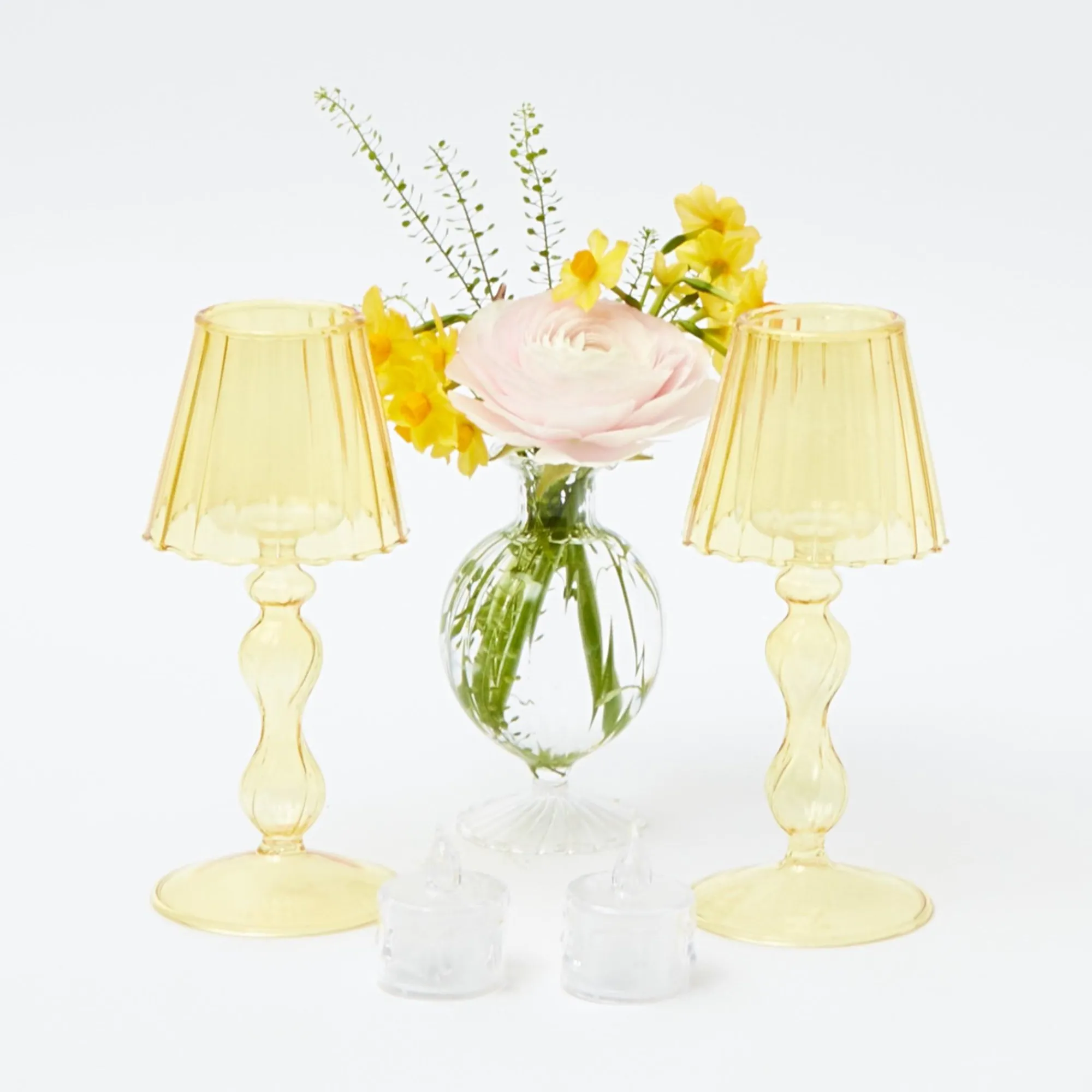 yellow_glass_lantern_tea__19.webp New Yellow Glass Lantern Tea Light Holder (Pair) - 18Cm Pagodas & Lanterns
