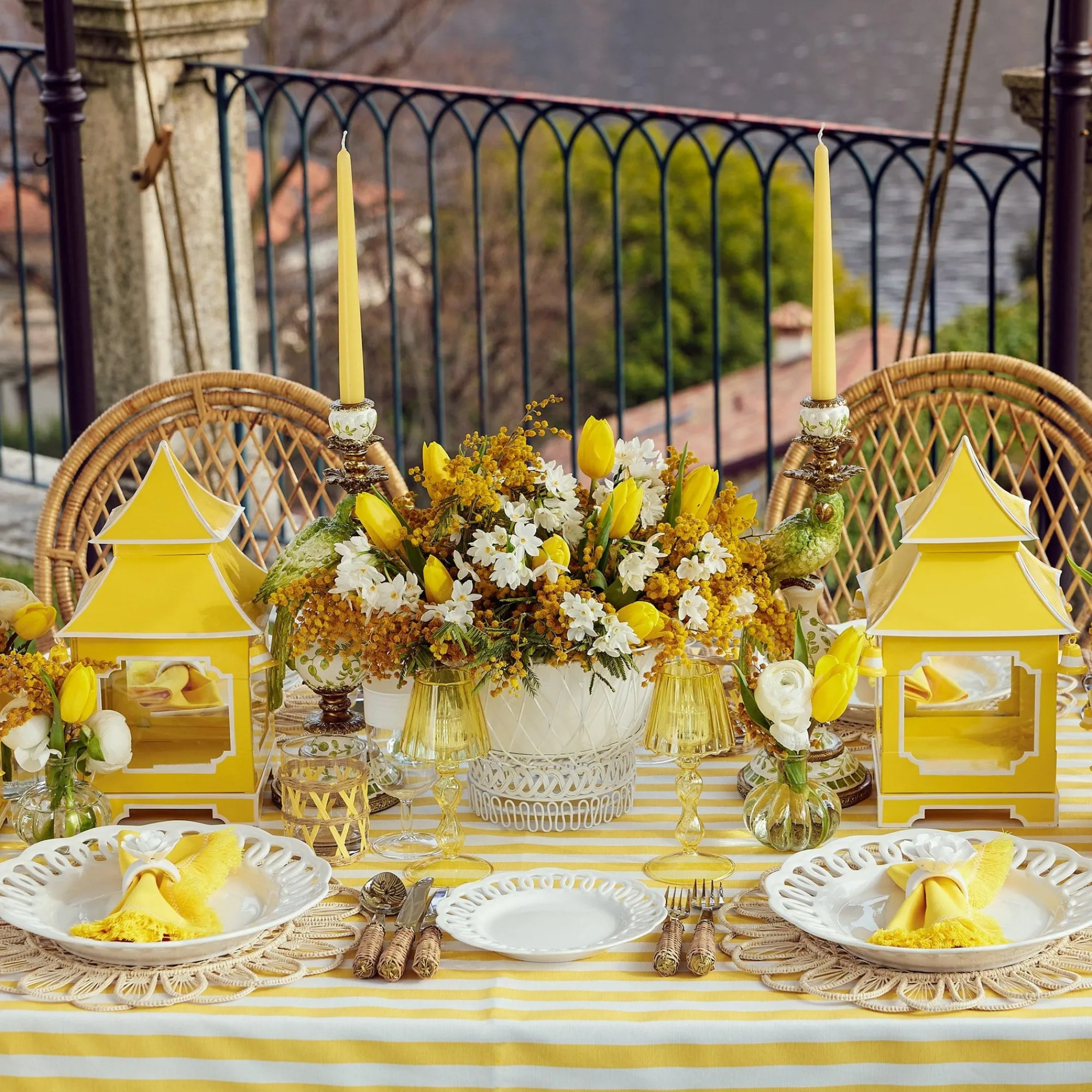 yellow_glass_lantern_tea__8.webp New Yellow Glass Lantern Tea Light Holder (Pair) - 18Cm Pagodas & Lanterns