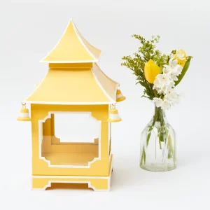 Best Sale Yellow Pagoda Lantern Set Candle Holders