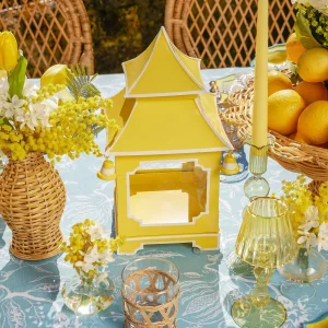 Best Sale Yellow Pagoda Lantern Set Candle Holders