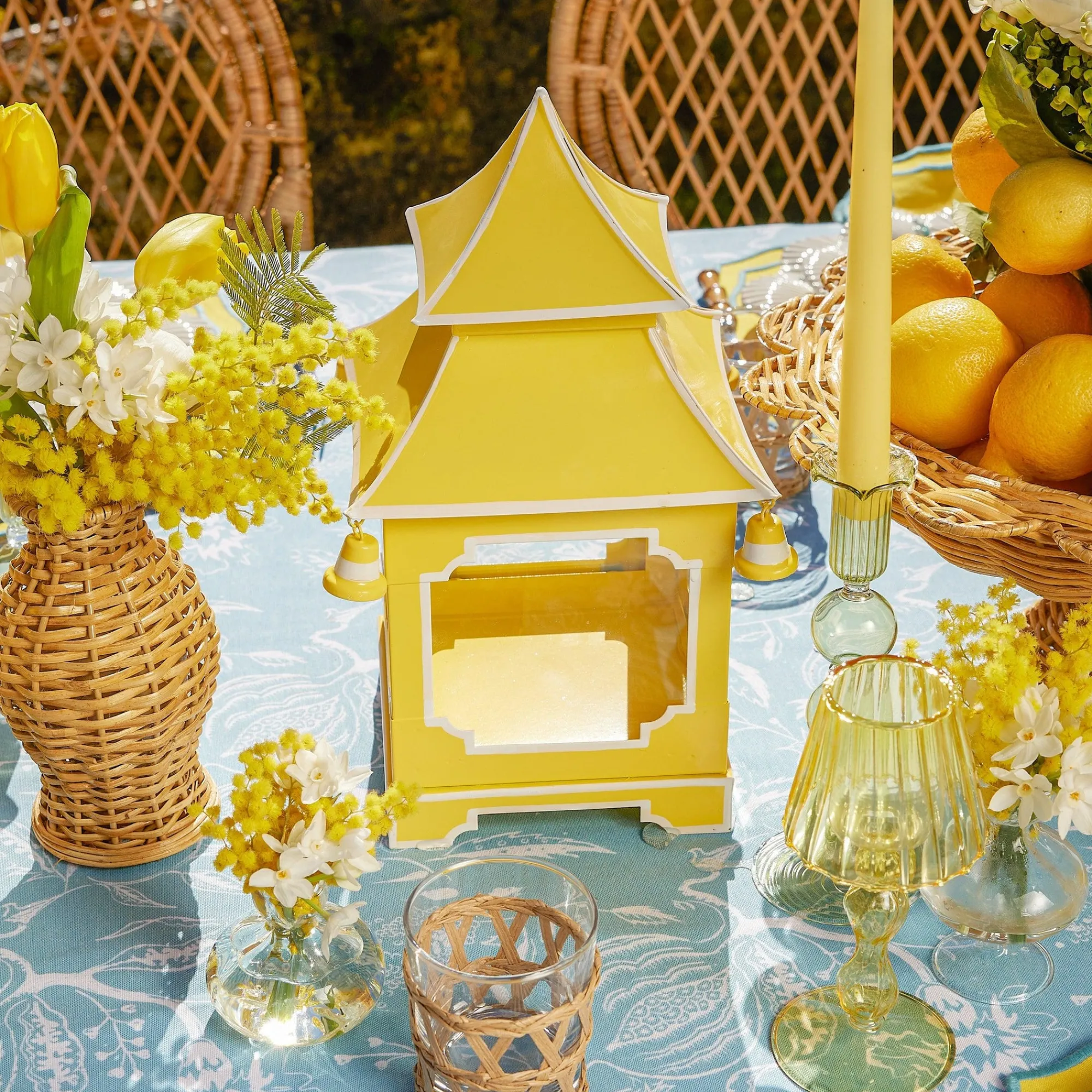 yellow_pagoda_lantern_set_4-1.webp Best Sale Yellow Pagoda Lantern Set Candle Holders